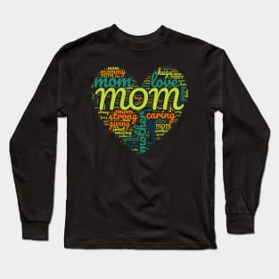 Colorful Mom Mother Love Words Heart Long Sleeve T-Shirt